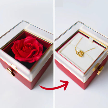Rose Box with Engraving Necklace