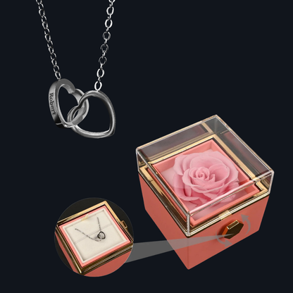 Rose Box with Engraving Necklace