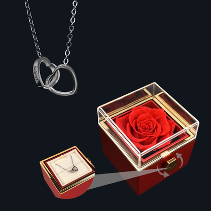 Rose Box with Engraving Necklace