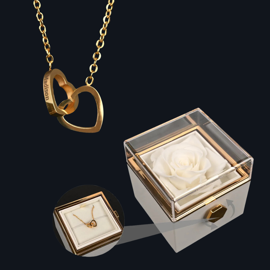 Rose Box with Engraving Necklace