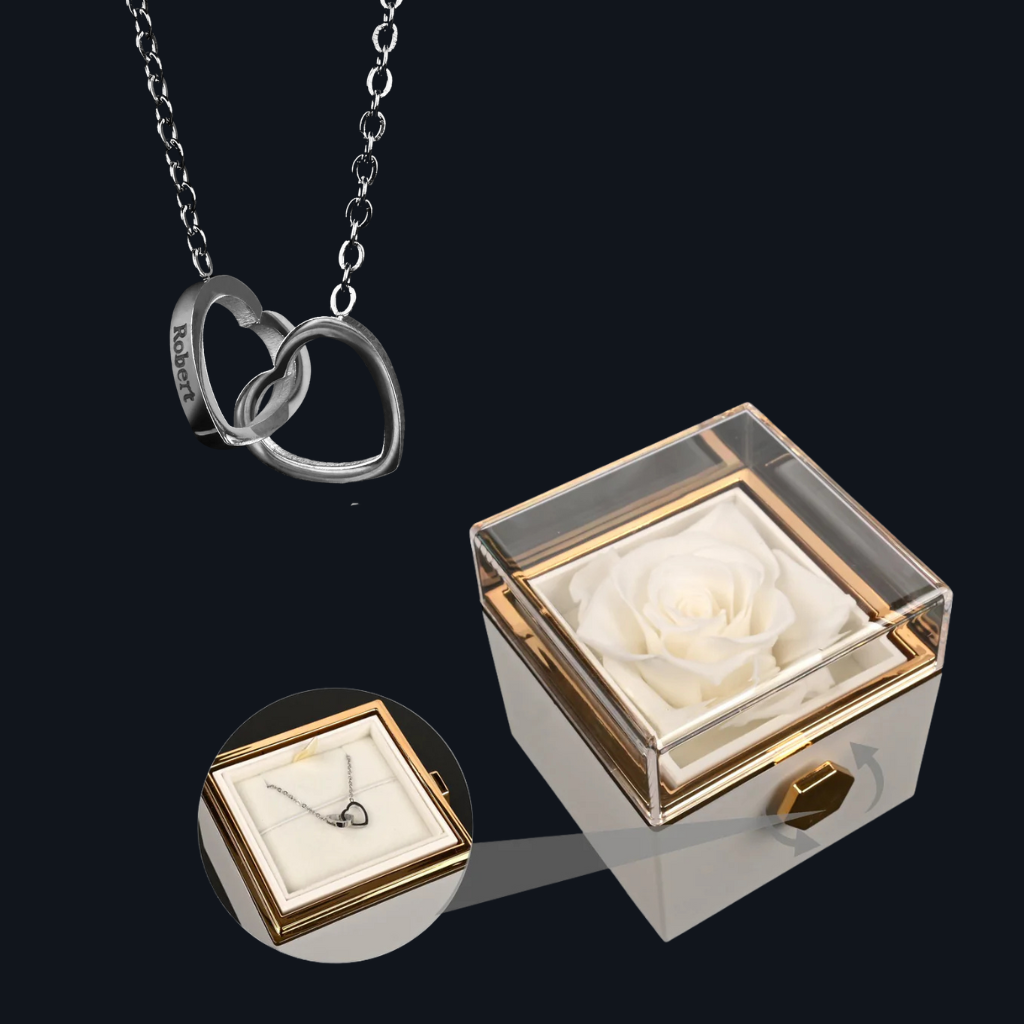 Rose Box with Engraving Necklace